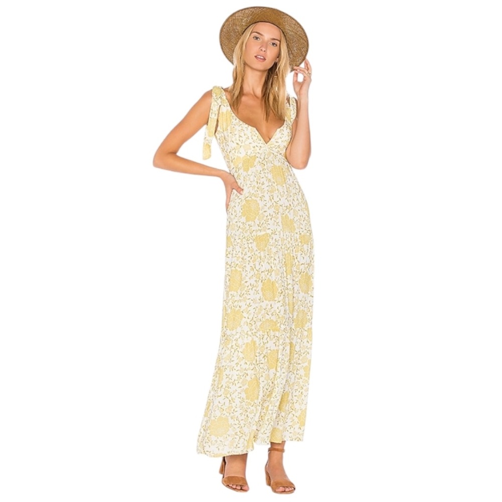 Novella Royale Yellow gold FlamencoFloral Imogene Maxi Dress